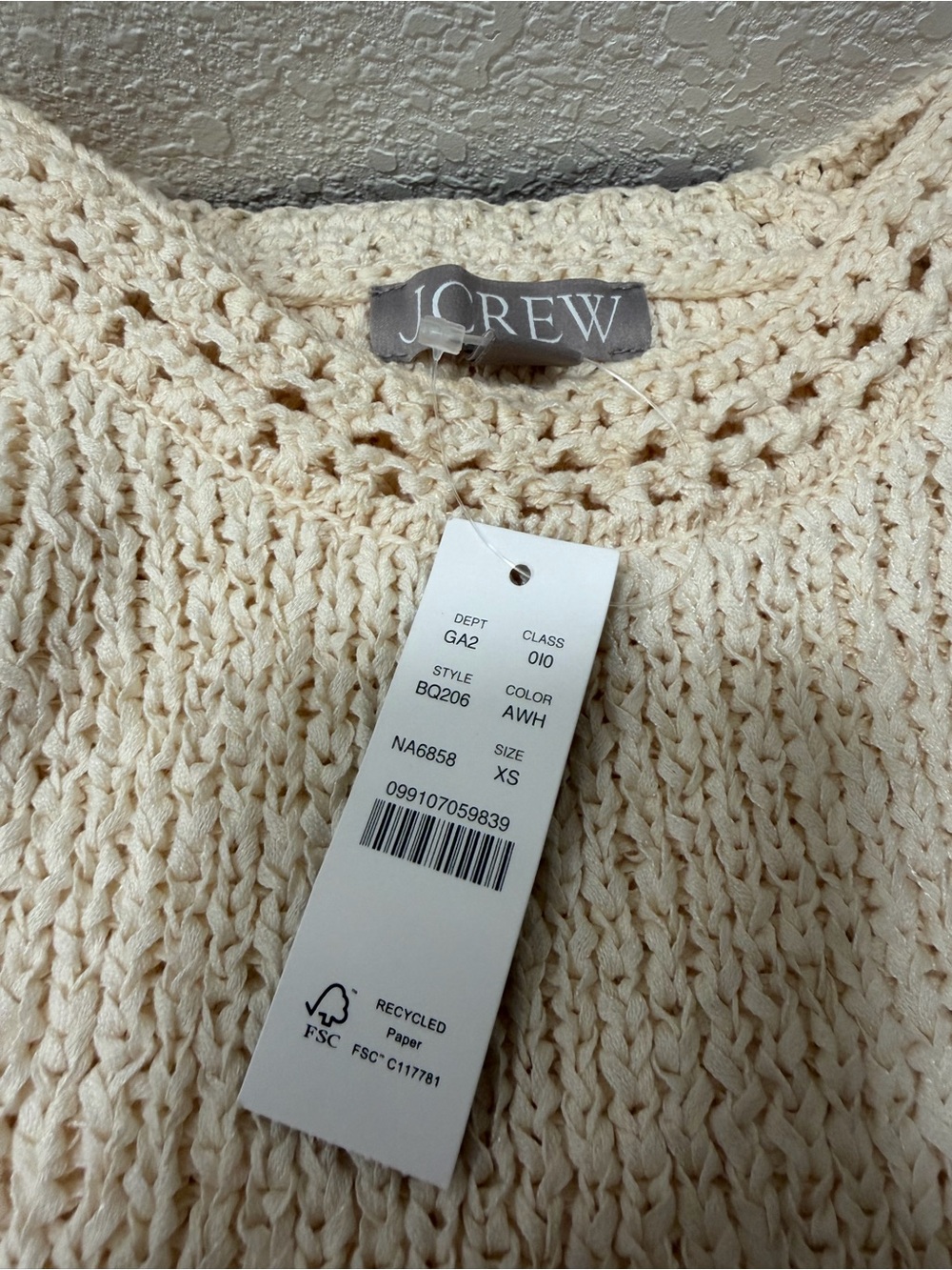 J. Crew Cream Open Weave Crewneck Sweater